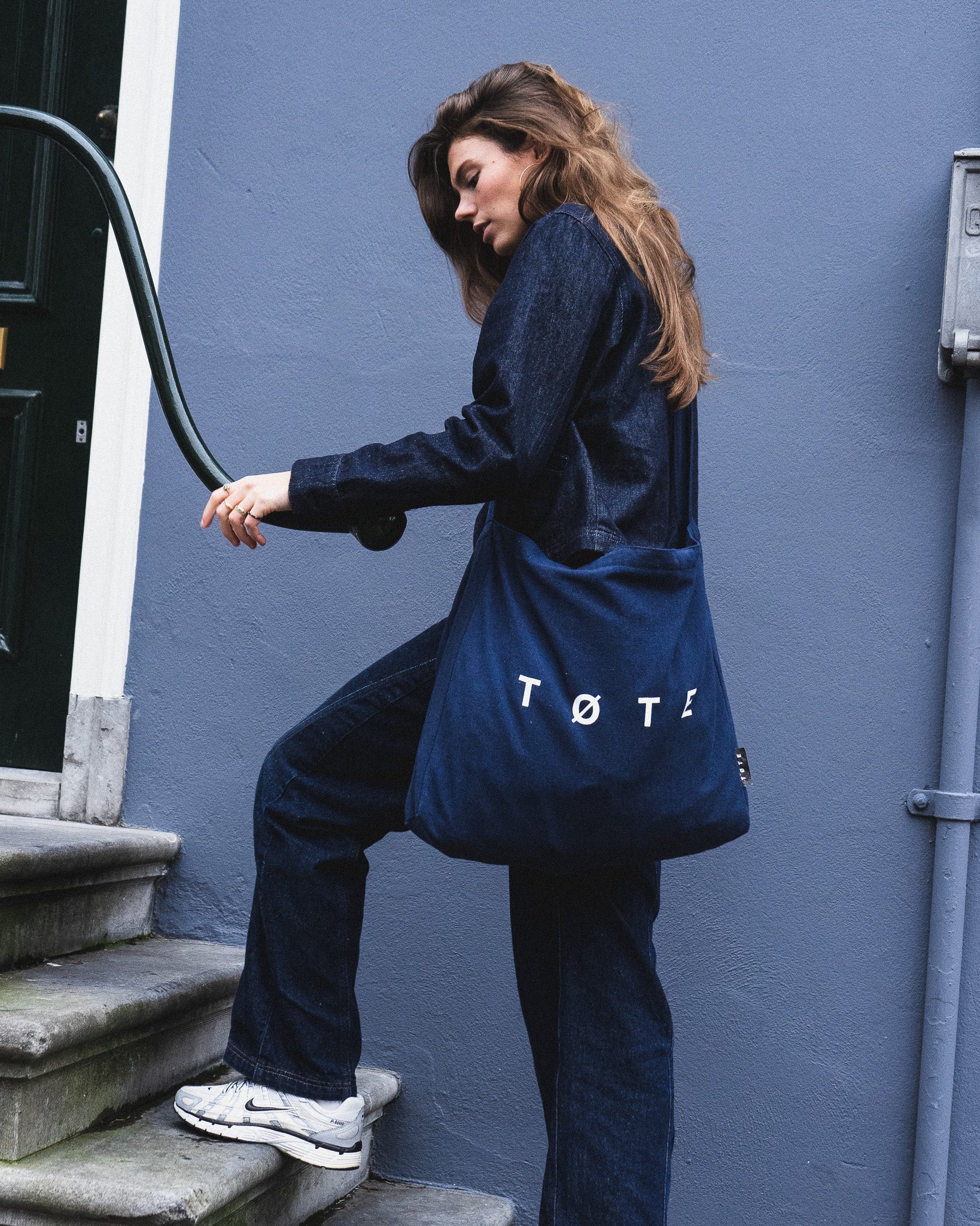 navy blue cotton tote bag TØTE