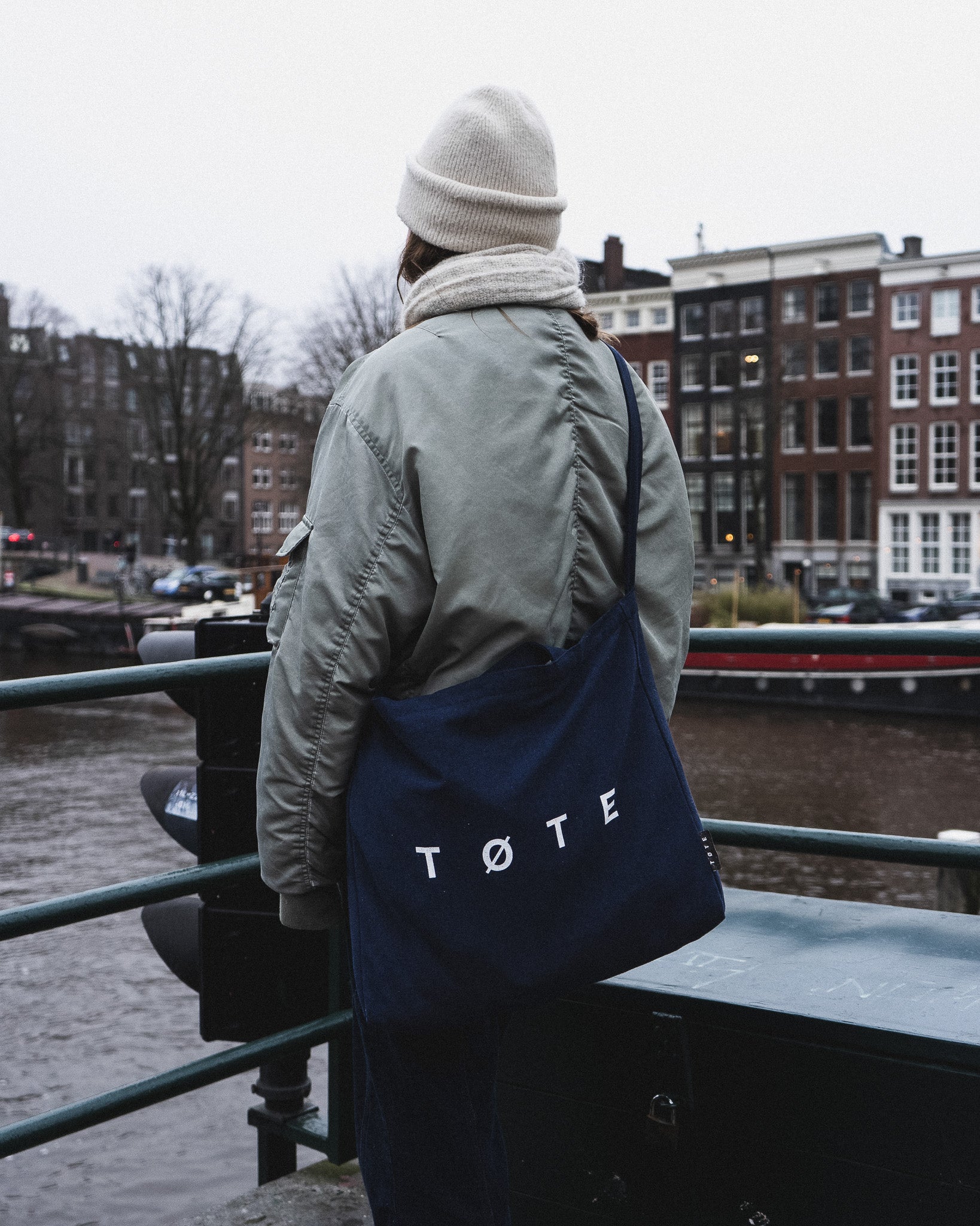 navy blue cotton tote bag TØTE