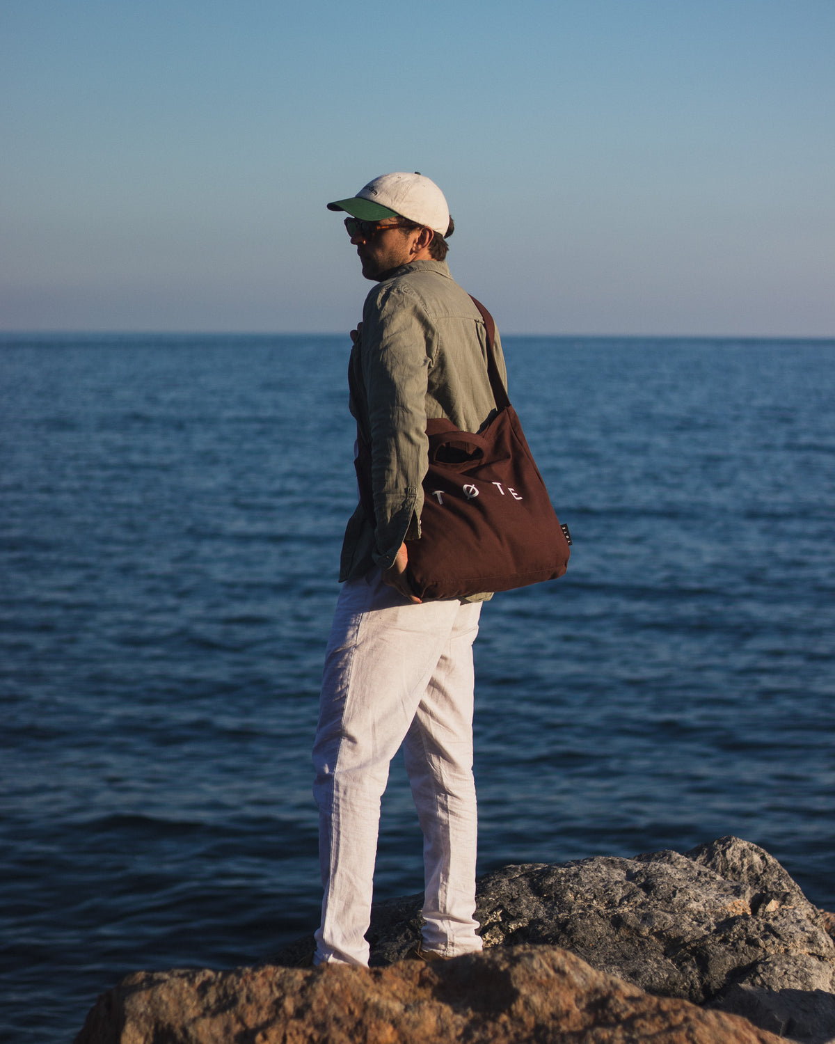 Navy Blue TOTE Bag on person