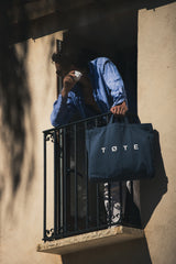 Steinblaue TØTE-Tasche